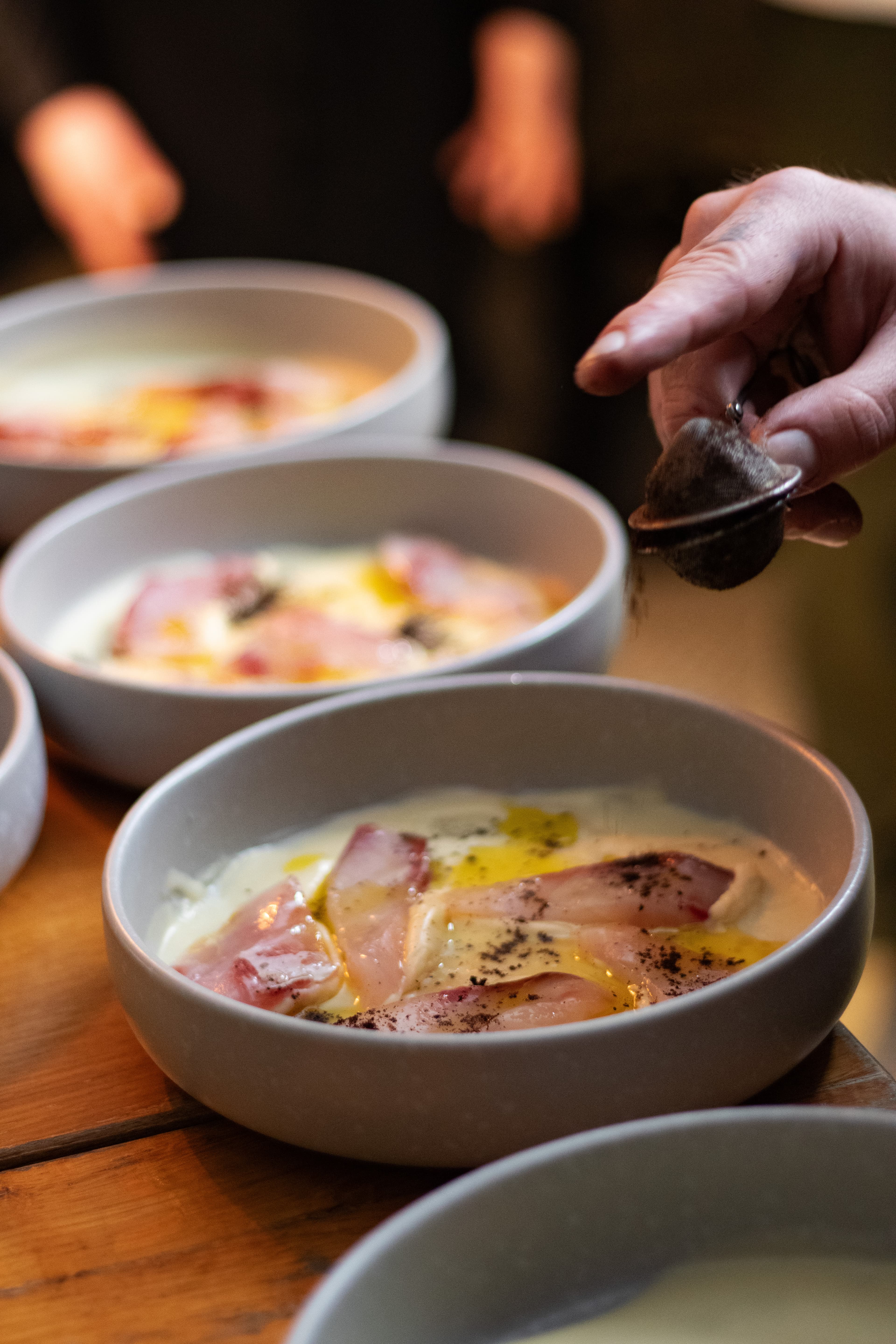 Chef Matija plating at a private event